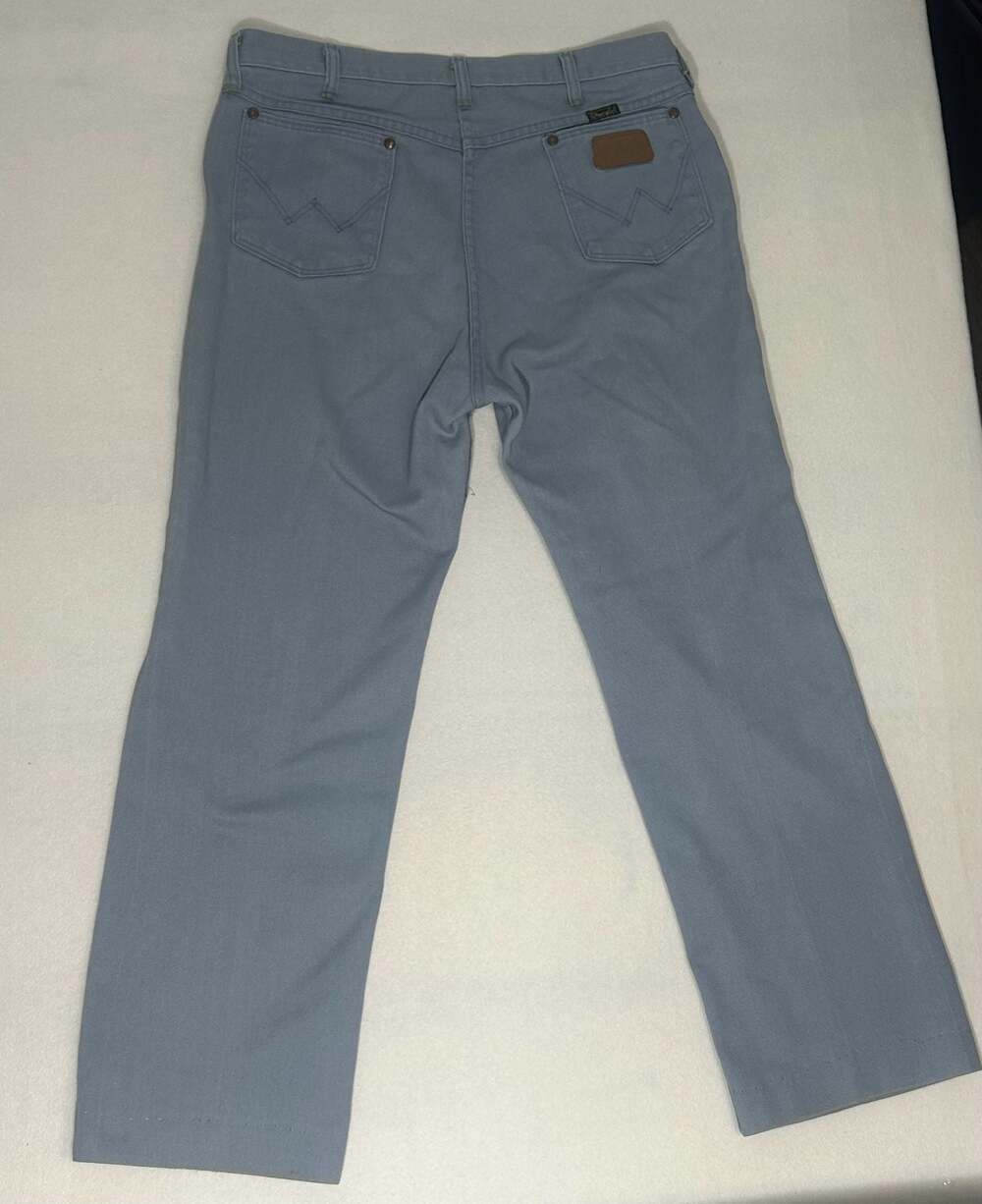Vintage Wrangler Cowboy Cut Pants Blue Grey Twill Made in USA